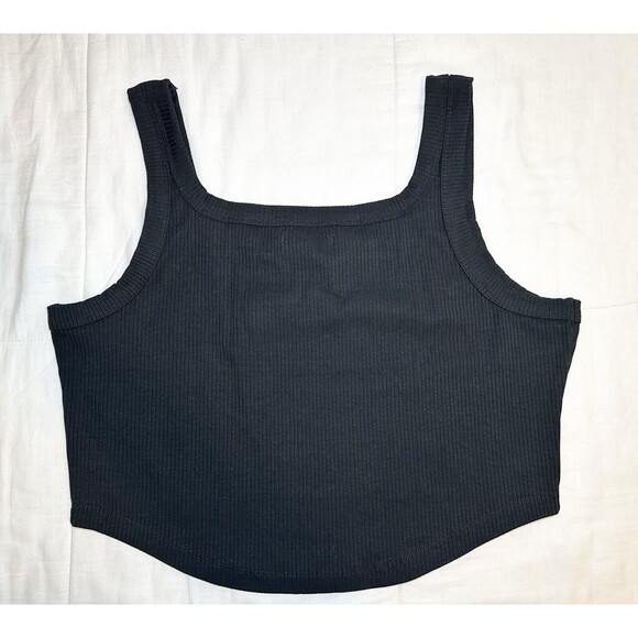 MADEWELL Tailored Crop Tank Sleekhold Ribbed‎ True Black Women's XXL NWT - Picture 4 of 8
